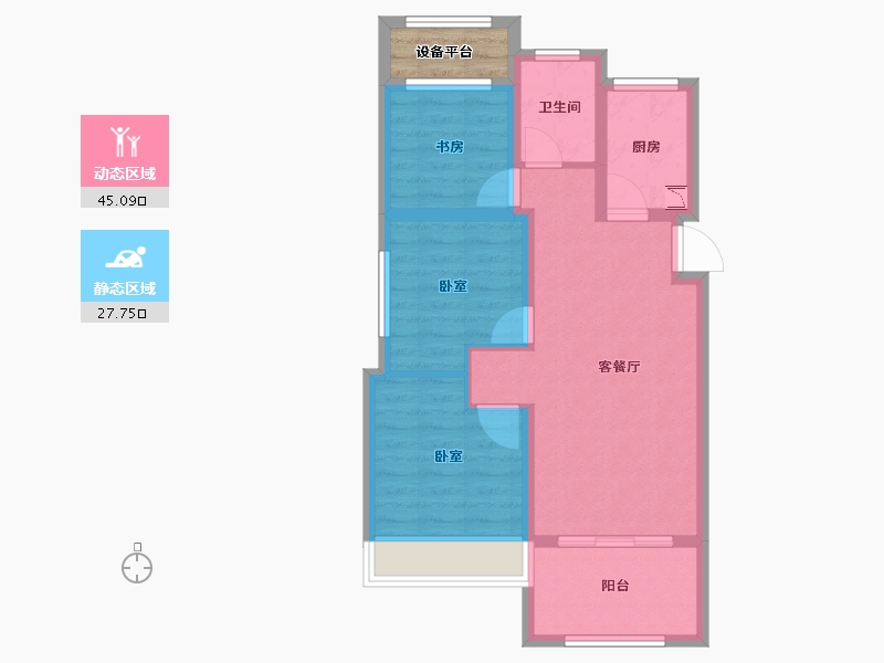 安徽省-合肥市-文一陶冲湖城市广场-67.00-户型库-动静分区