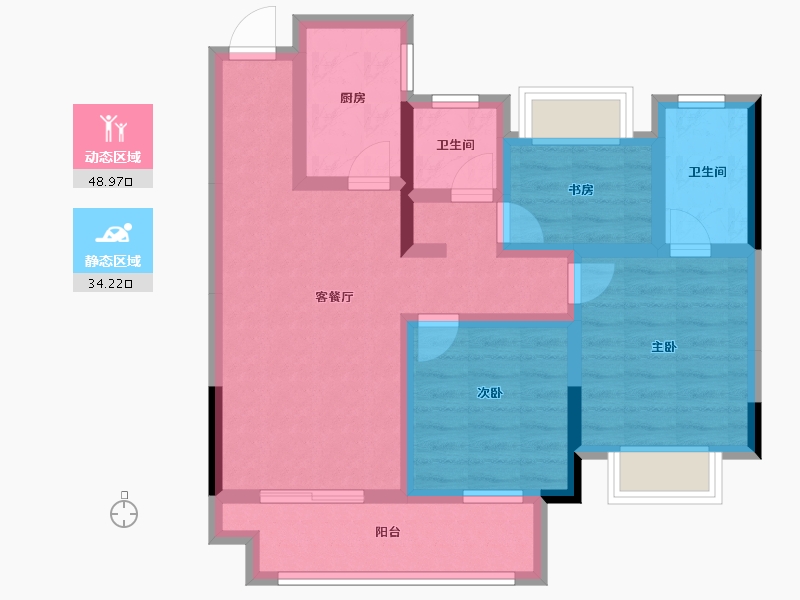 江苏省-扬州市-祥生公馆-72.00-户型库-动静分区