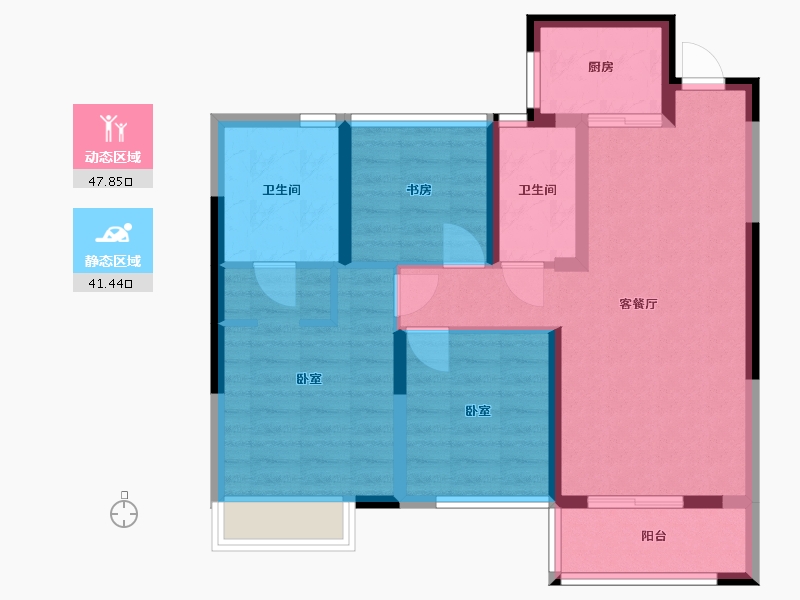 浙江省-温州市-中梁滨水嘉苑-79.00-户型库-动静分区