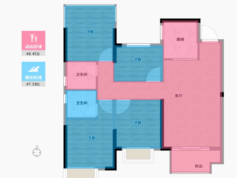 福建省-福州市-中梁·百悦城-87.00-户型库-动静分区