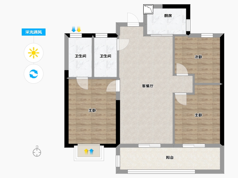 福建省-宁德市-世茂·璀璨悦宸-78.00-户型库-采光通风