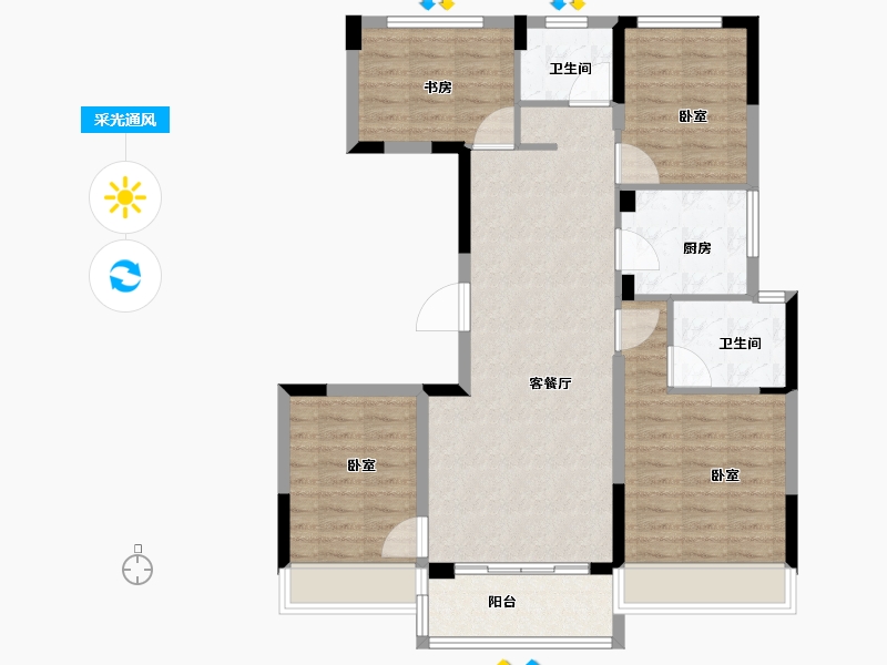 浙江省-金华市-众安宝龙世家-94.00-户型库-采光通风