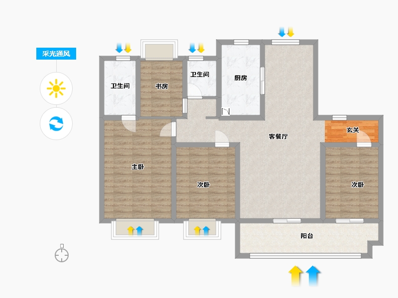 江苏省-淮安市-保利堂悦-112.00-户型库-采光通风