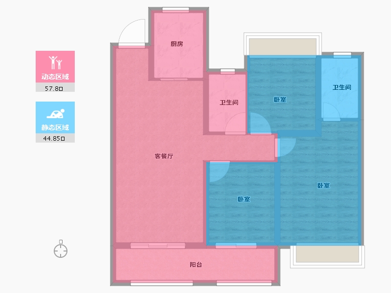 浙江省-金华市-中天东方诚品-92.00-户型库-动静分区