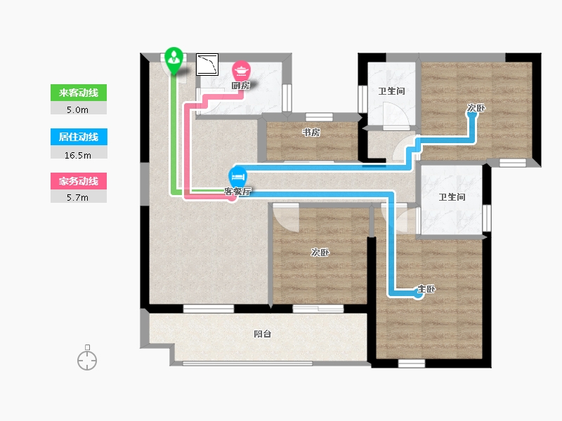 福建省-宁德市-霞浦中茵蔚蓝铭著-71.60-户型库-动静线