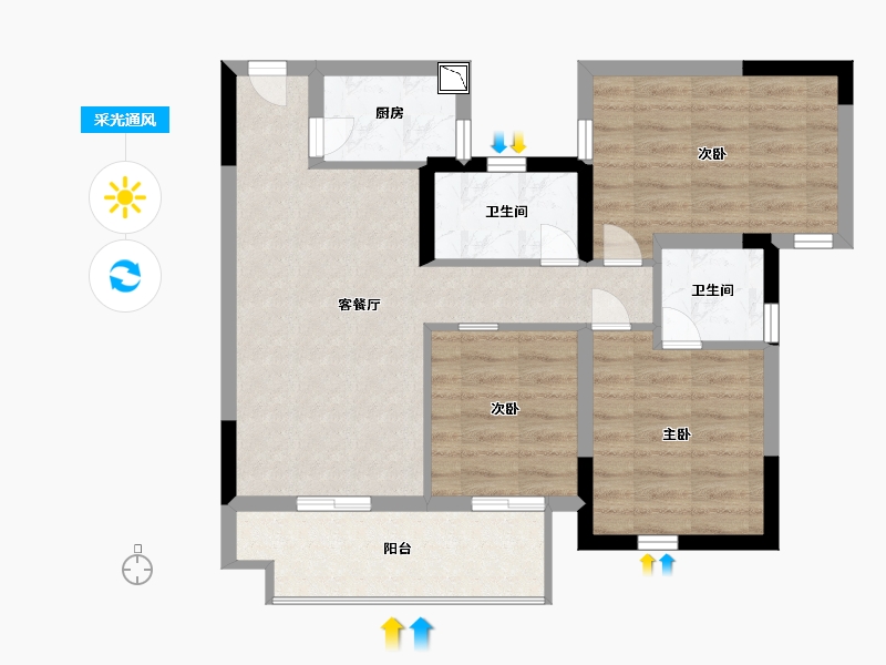 福建省-宁德市-霞浦中茵蔚蓝铭著-67.99-户型库-采光通风