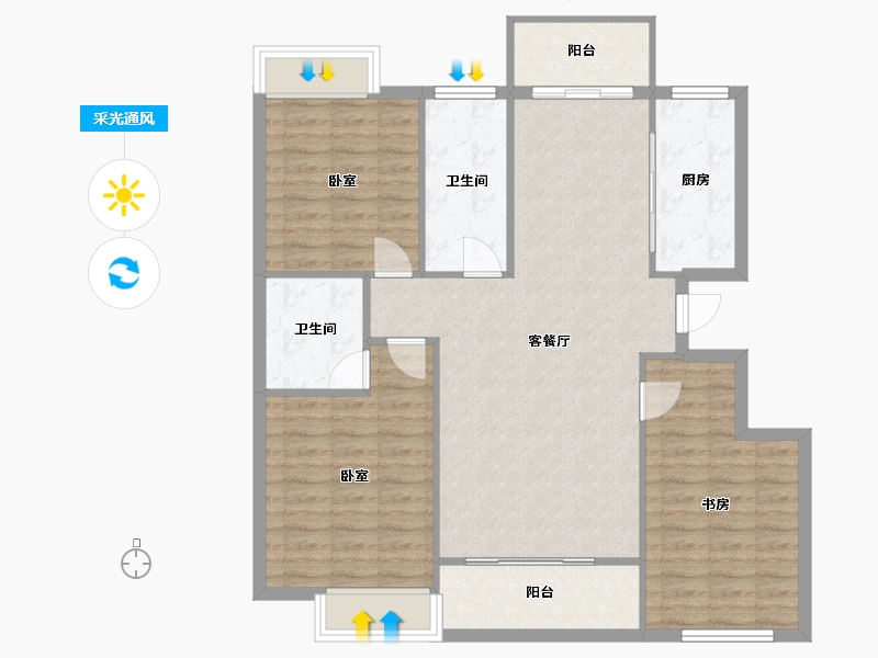 安徽省-池州市-伊美 · 城市首府-104.03-户型库-采光通风