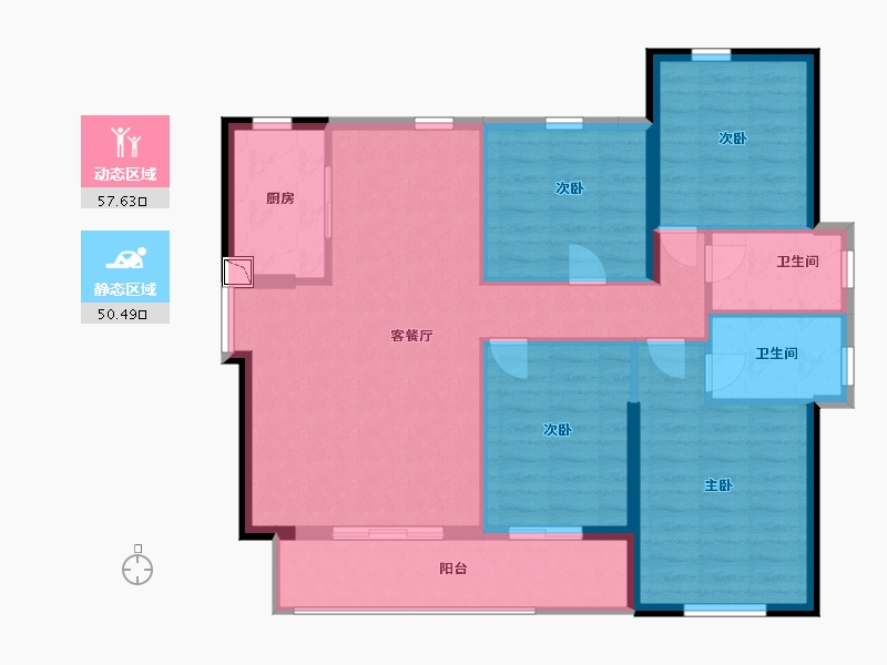 福建省-宁德市-霞浦中茵蔚蓝铭著-98.00-户型库-动静分区