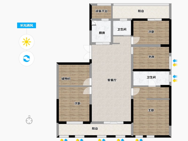 江苏省-淮安市-悦达君悦府-144.87-户型库-采光通风