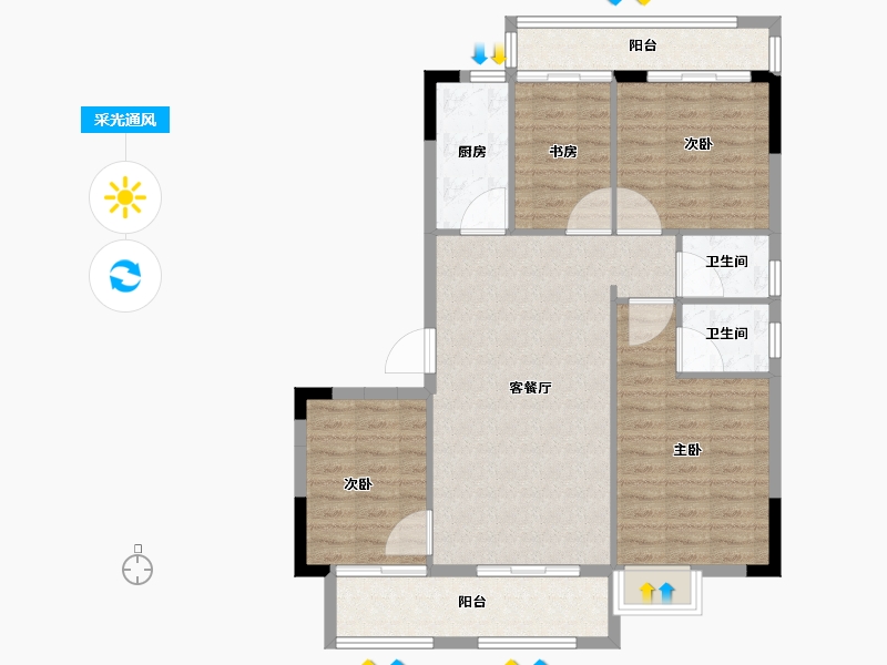 福建省-漳州市-兰水翡翠湾-98.00-户型库-采光通风