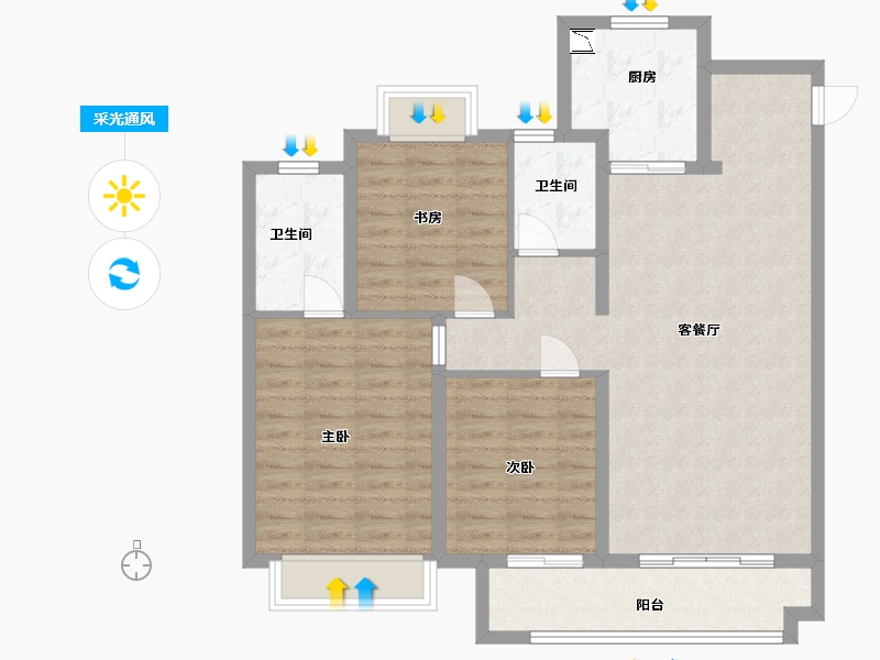 江苏省-淮安市-珺悦-94.40-户型库-采光通风