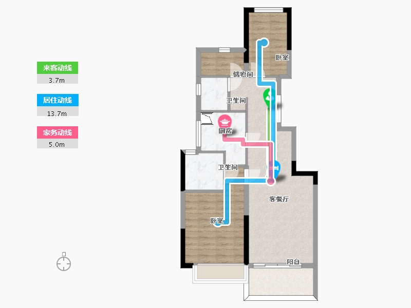 浙江省-杭州市-天润西麓府-71.61-户型库-动静线