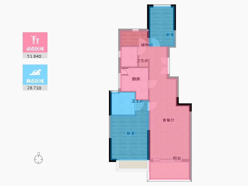 浙江省-杭州市-天润西麓府-71.61-户型库-动静分区