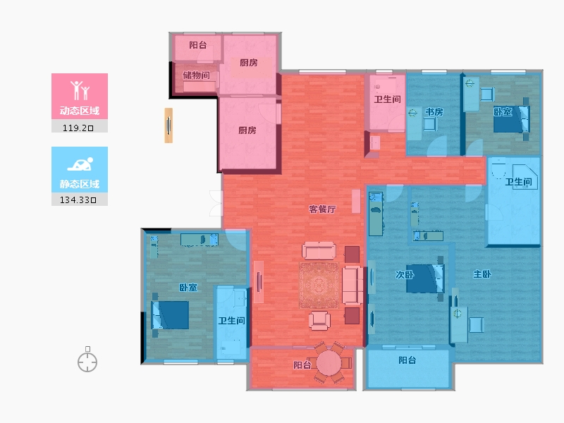 江苏省-扬州市-恒通碧水蓝湾-234.00-户型库-动静分区