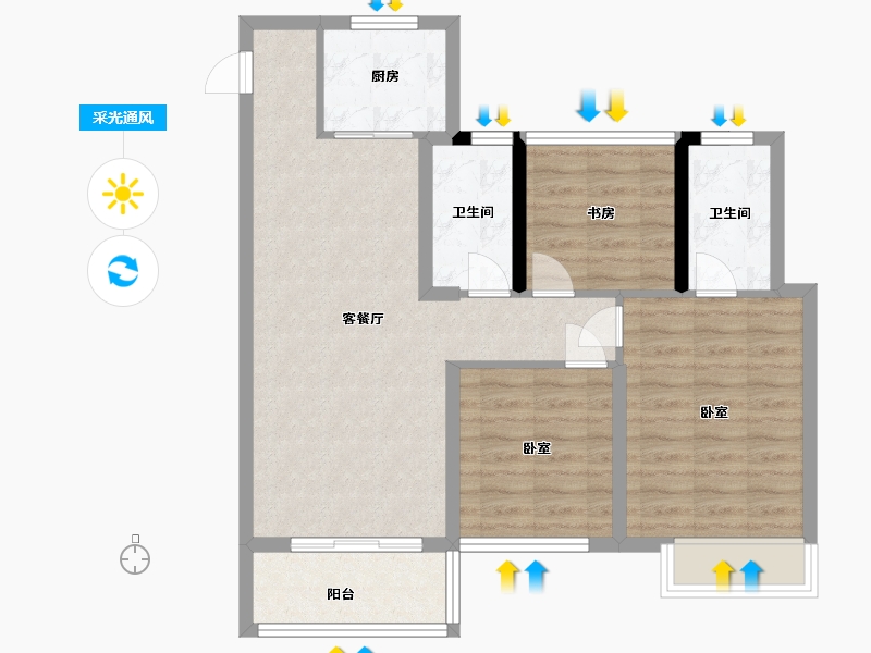 浙江省-温州市-中梁滨水嘉苑-79.00-户型库-采光通风