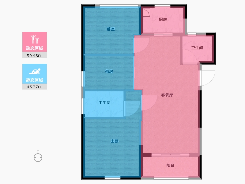 浙江省-宁波市-大安风华-88.00-户型库-动静分区