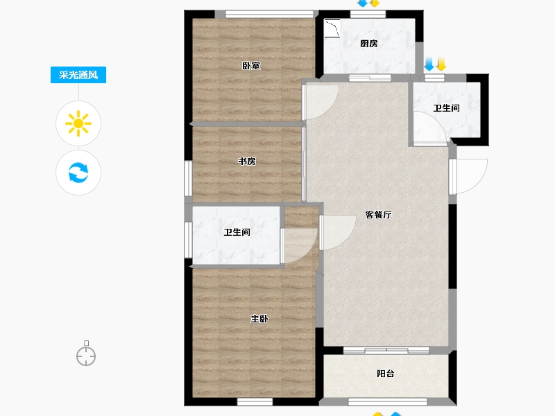 浙江省-宁波市-大安风华-88.00-户型库-采光通风