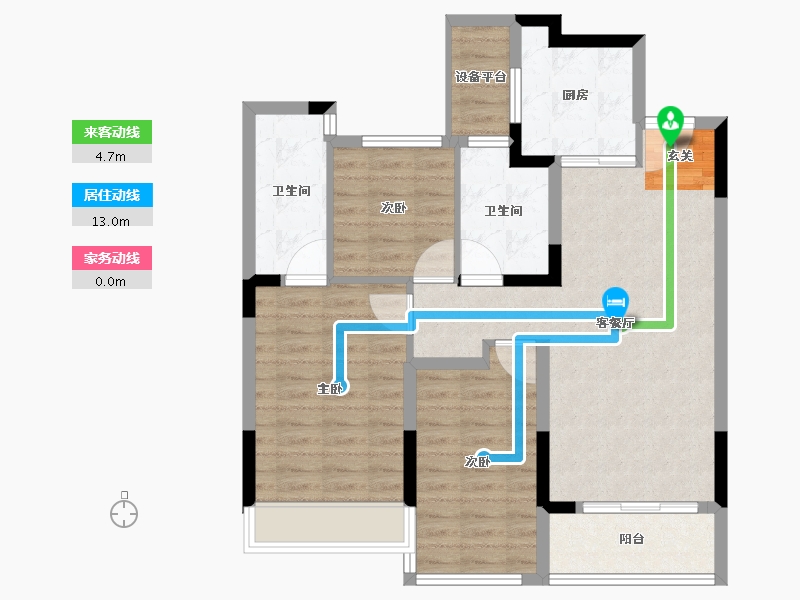 浙江省-台州市-美的银城君兰府-86.00-户型库-动静线