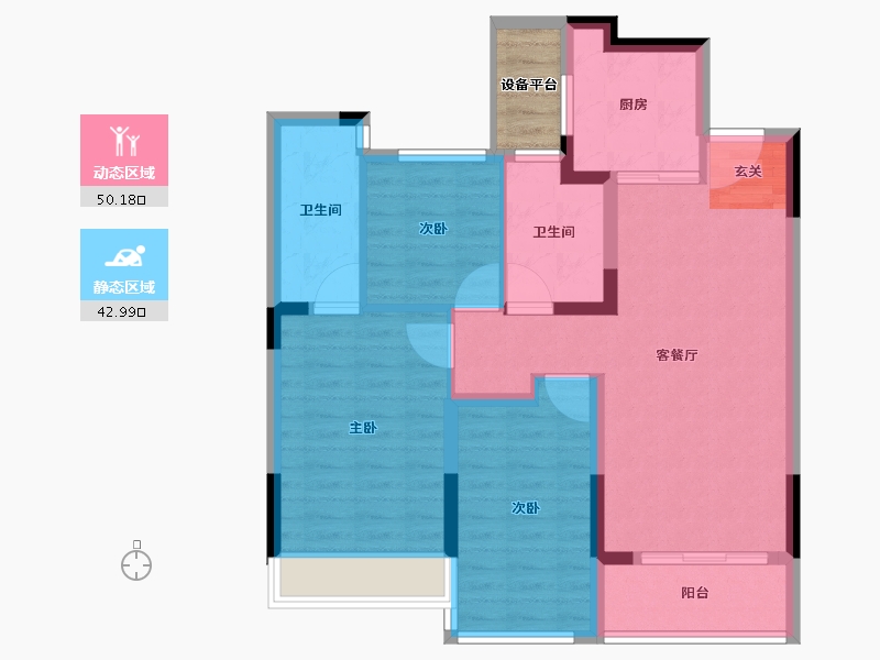 浙江省-台州市-美的银城君兰府-86.00-户型库-动静分区