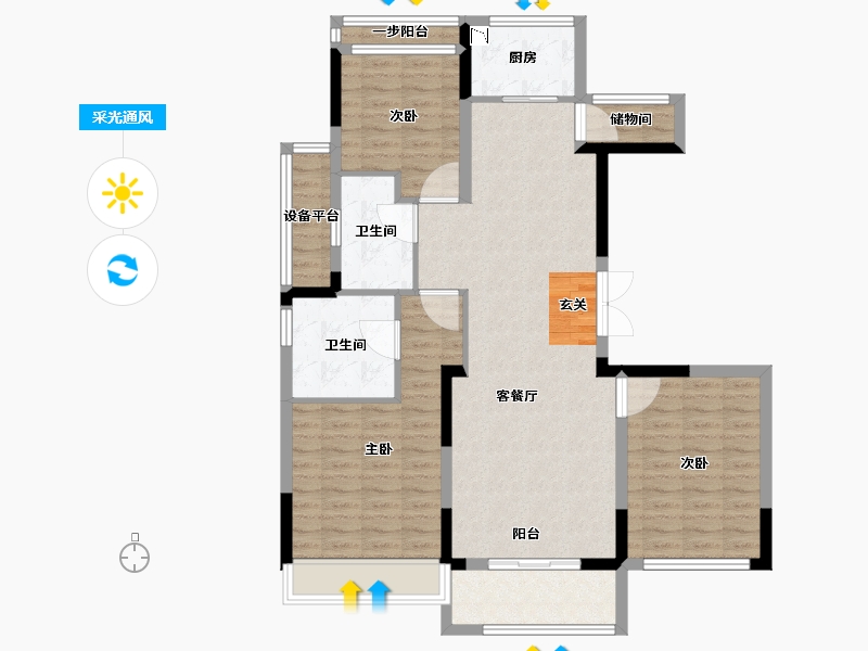 浙江省-台州市-杨帆泊悦-106.01-户型库-采光通风