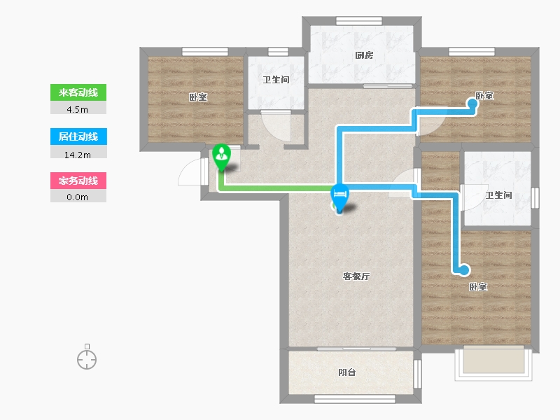 宁夏回族自治区-石嘴山市-鹿先生的洋房-83.00-户型库-动静线