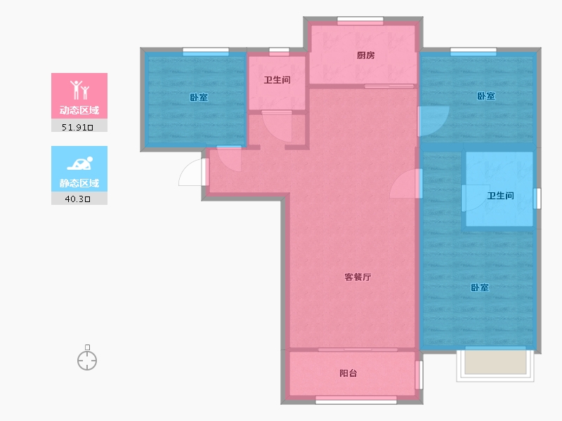 宁夏回族自治区-石嘴山市-鹿先生的洋房-83.00-户型库-动静分区