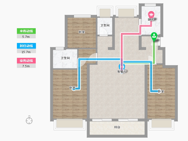 浙江省-杭州市-万科劝学里-102.38-户型库-动静线