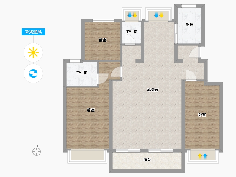 浙江省-杭州市-万科劝学里-102.38-户型库-采光通风