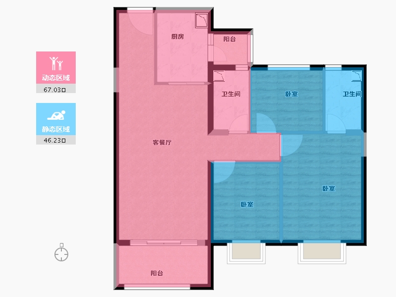 新疆维吾尔自治区-乌鲁木齐市-碧桂园天玺-102.00-户型库-动静分区