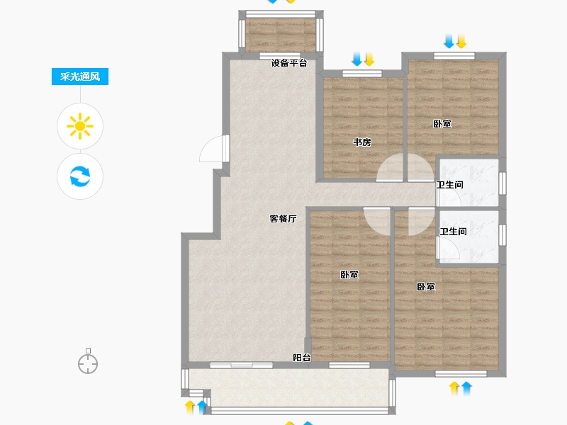 江苏省-泰州市-宇业·天逸名邸-113.42-户型库-采光通风