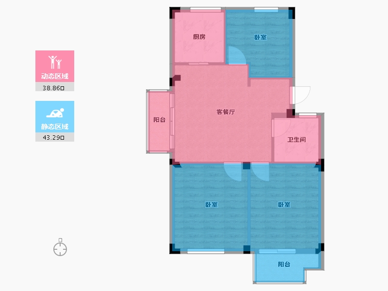 浙江省-宁波市-云瑞佳苑二期-74.99-户型库-动静分区