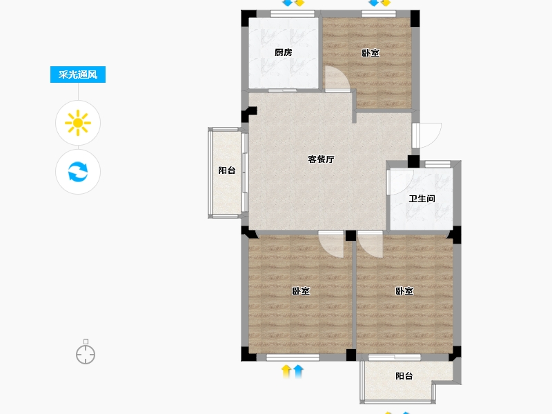 浙江省-宁波市-云瑞佳苑二期-74.99-户型库-采光通风