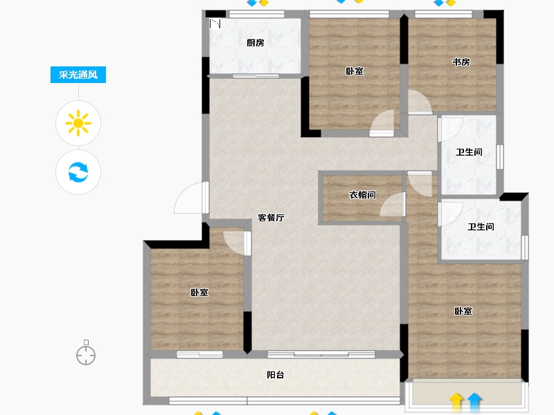 浙江省-金华市-融创森山半岛-117.84-户型库-采光通风