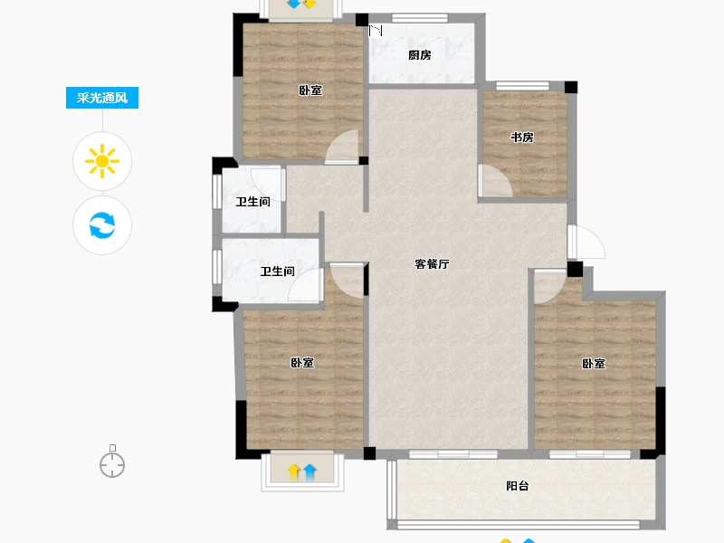 福建省-龙岩市-万星悦府-107.79-户型库-采光通风