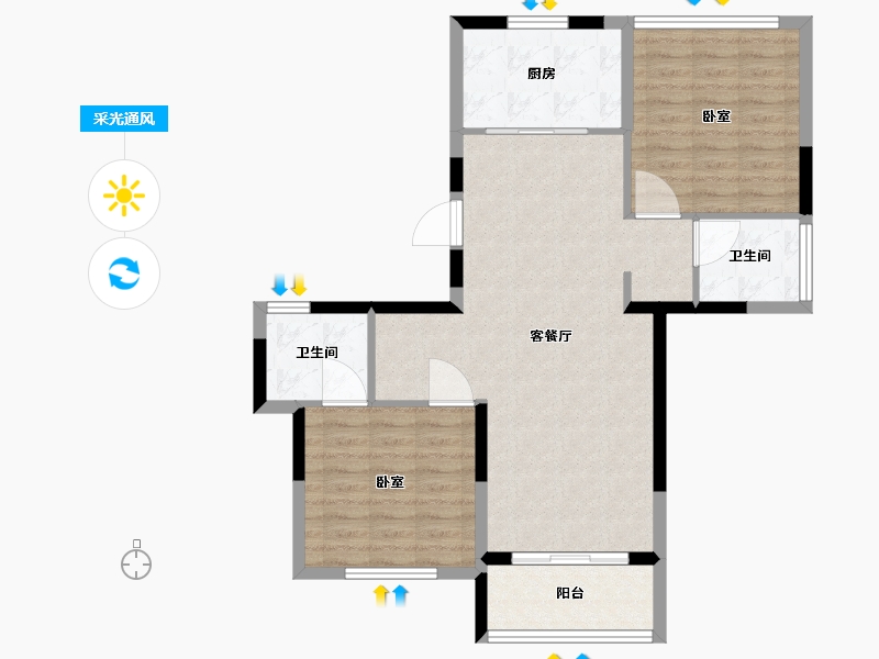 浙江省-温州市-中梁滨水嘉苑-82.00-户型库-采光通风