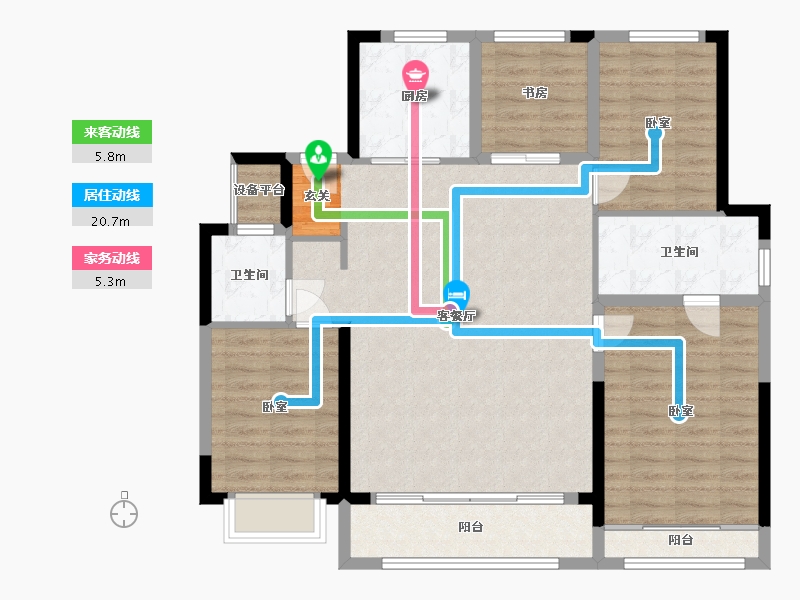 浙江省-宁波市-万科·东潮之滨-109.40-户型库-动静线