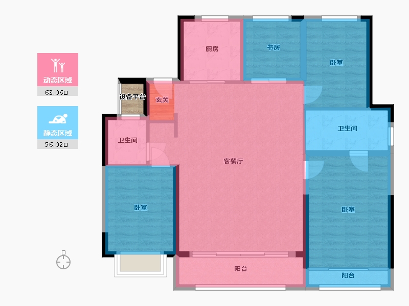 浙江省-宁波市-万科·东潮之滨-109.40-户型库-动静分区