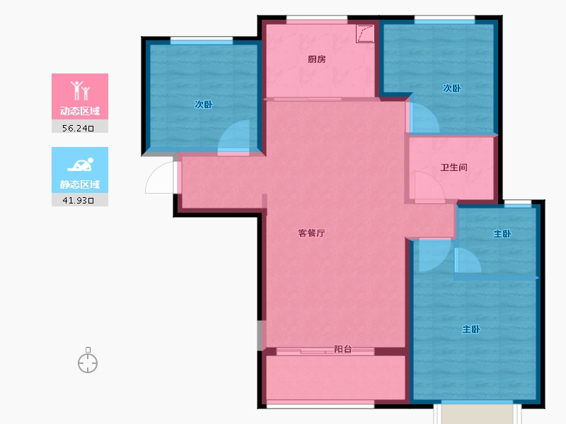 陕西省-咸阳市-万科•金域华府-88.00-户型库-动静分区