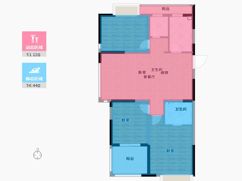 江苏省-无锡市-藕乐汇悦府Ⅱ期-96.00-户型库-动静分区