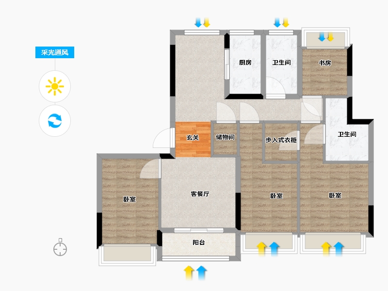 浙江省-湖州市-凤栖雲庐-102.77-户型库-采光通风