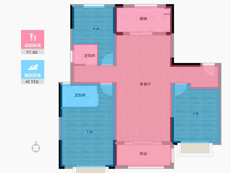 江苏省-徐州市-美的·公园天下-92.00-户型库-动静分区