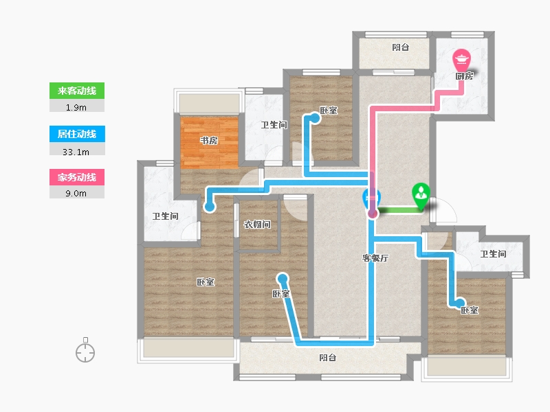 浙江省-金华市-中天东方诚品-136.00-户型库-动静线