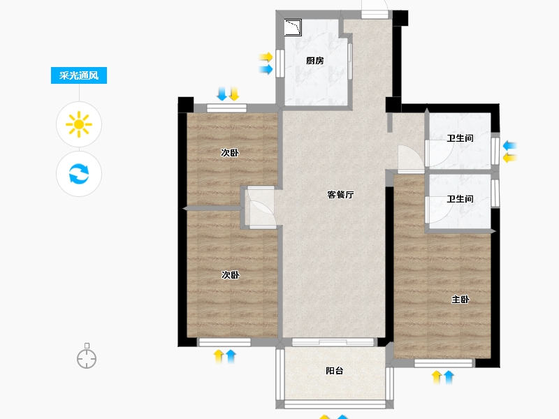 福建省-福州市-中庚香匯融江-71.05-户型库-采光通风