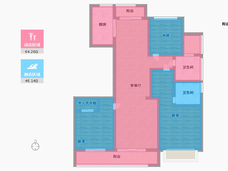 浙江省-宁波市-绿城金地·巧园-96.00-户型库-动静分区