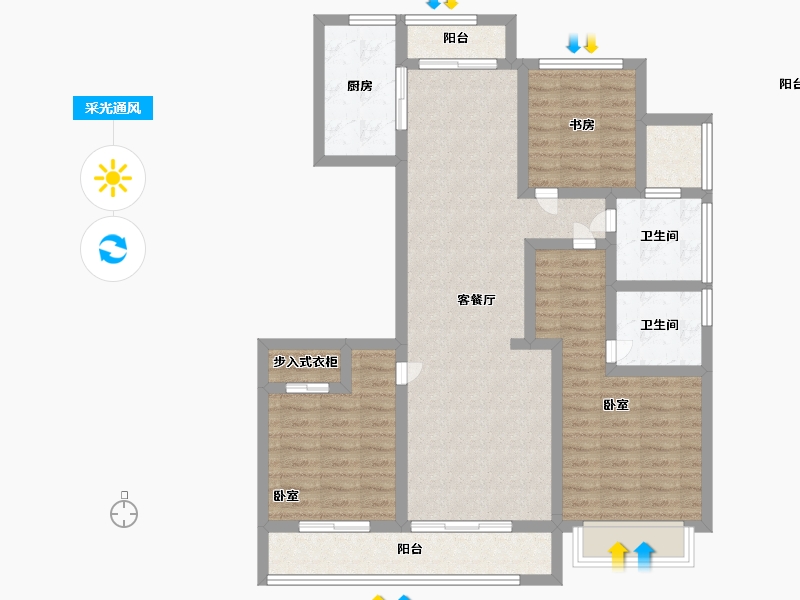 浙江省-宁波市-绿城金地·巧园-96.00-户型库-采光通风