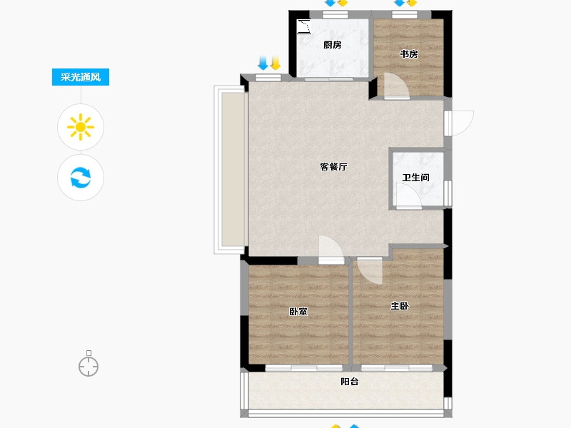 浙江省-宁波市-百骏中心-72.00-户型库-采光通风