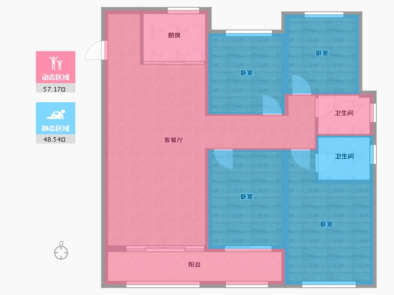 浙江省-温州市-中央原墅-95.00-户型库-动静分区