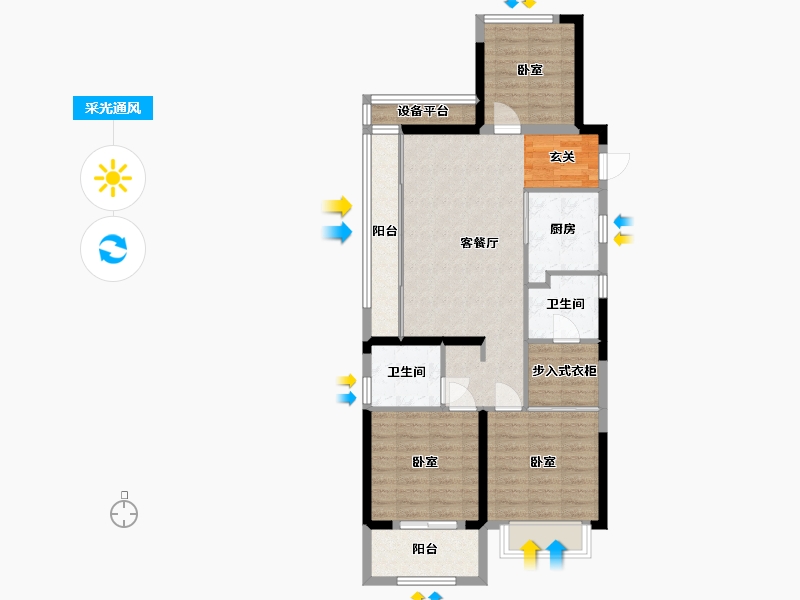 浙江省-宁波市-万科·东潮之滨-86.99-户型库-采光通风