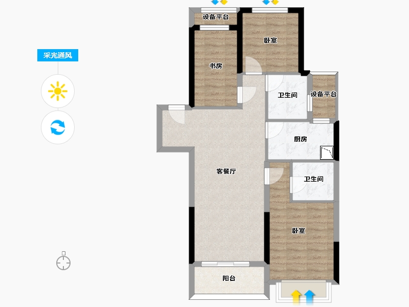 浙江省-杭州市-融创森与海之城-77.44-户型库-采光通风