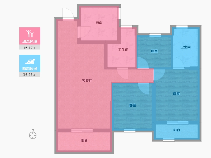 浙江省-嘉兴市-大众嘉园-72.58-户型库-动静分区